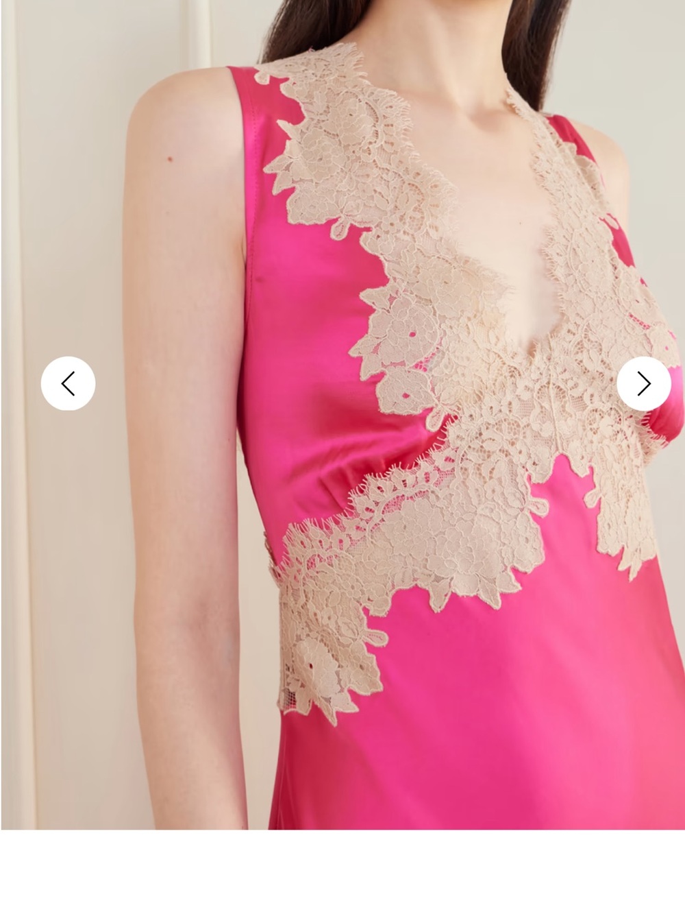 RIXO Hot Pink Satin Dress with Lace Detail - Picture 4 of 10